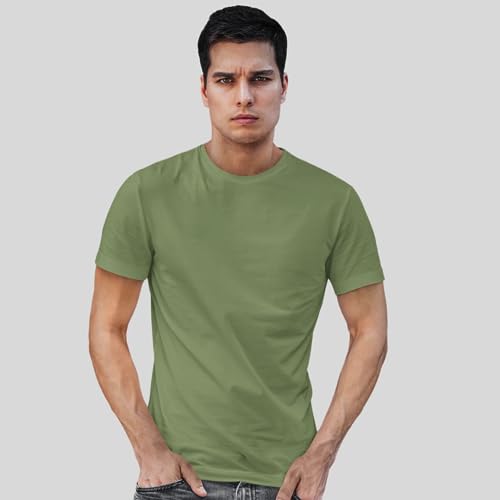 TRUE COTTON Tees Men's T-Shirts - Premium Set of 5 Colors - Modern Cut with Invisible Stitching & Crew Neck - 5 Pack